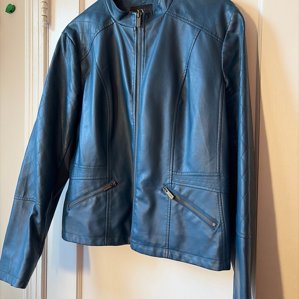 New York & Company Teal Leather Jacket